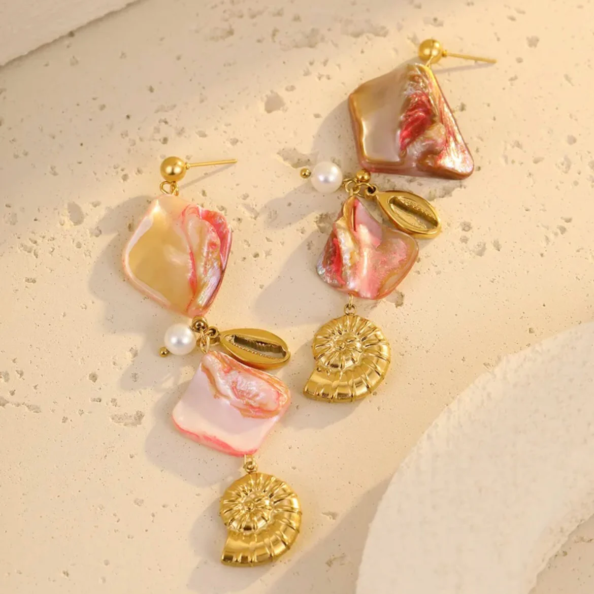 Σκουλαρίκια Seashell Glam – Ανοξείδωτο Ατσάλι